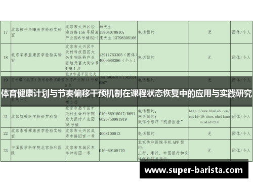 体育健康计划与节奏偏移干预机制在课程状态恢复中的应用与实践研究